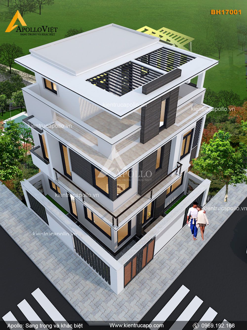 Mẫu biệt thự hiện đại 3 tầng đẹp (BH17001)